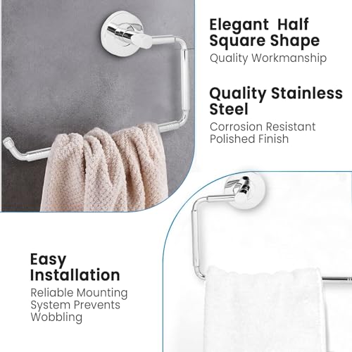 Pivalo 304 Grade Stainless Steel Towel Ring Half Square Hand Towels Hanger Napkin Holder Stand Bathroom Accessories for Home Kitchen & Wash Basin - Image 2