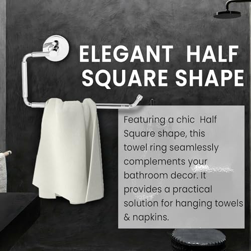 Pivalo 304 Grade Stainless Steel Towel Ring Half Square Hand Towels Hanger Napkin Holder Stand Bathroom Accessories for Home Kitchen & Wash Basin - Image 3