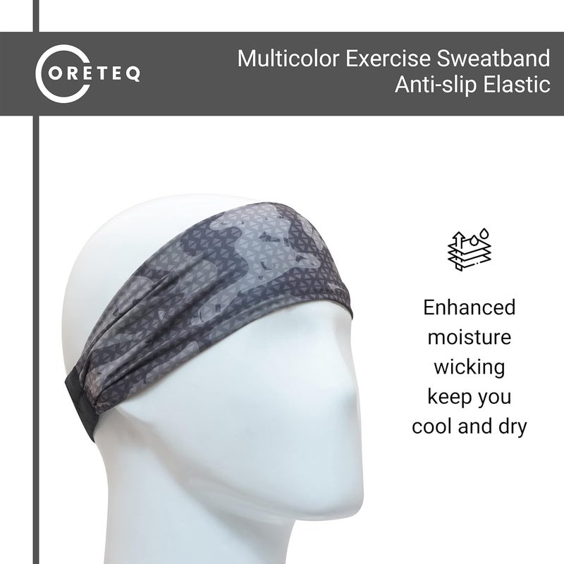 Coreteq Printed Multifunction Sports Sweatband Headband with Silicon Elastic Band Anti-Slip Men and Women (Digi Grey) Free Size - Image 3