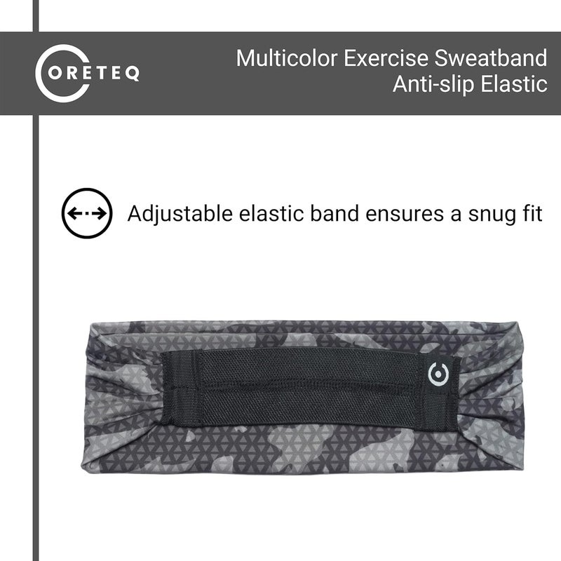 Coreteq Printed Multifunction Sports Sweatband Headband with Silicon Elastic Band Anti-Slip Men and Women (Digi Grey) Free Size - Image 5
