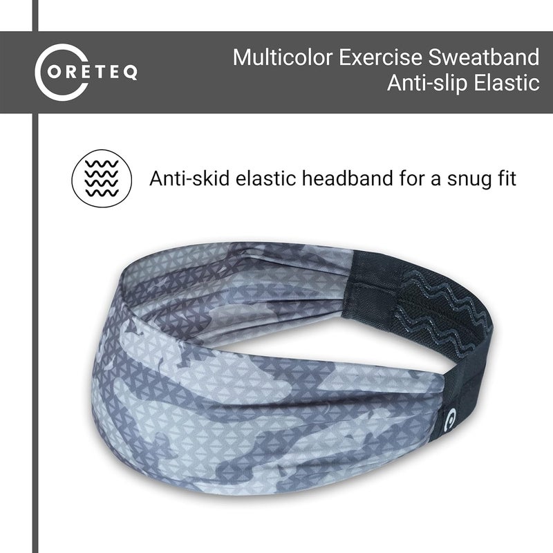 Coreteq Printed Multifunction Sports Sweatband Headband with Silicon Elastic Band Anti-Slip Men and Women (Digi Grey) Free Size - Image 4