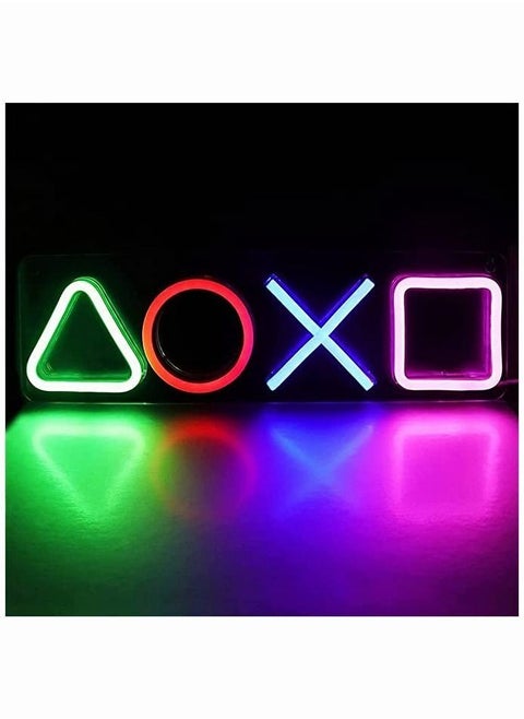 LED Neon Lights for Playstation Light Icon Gaming Signs for Bedroom Wall Decor USB Powered Switch for PS5 Game Living Room Man Cave Gamer Room Decor Aesthetic