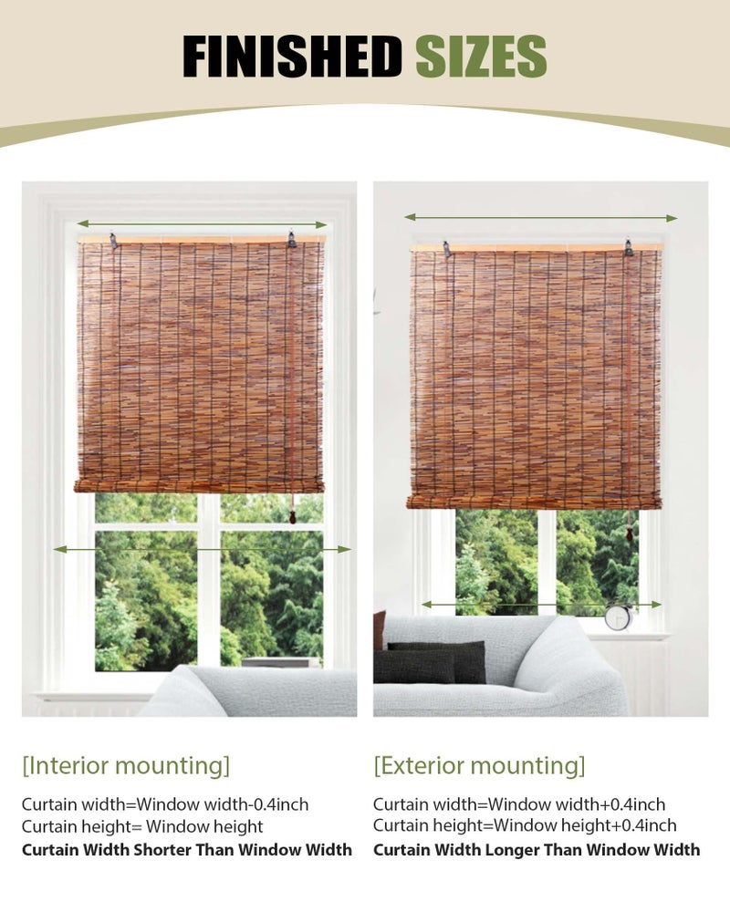 FoundGo Reed Roller Blinds Roll Up Reed Shade for Patio,Bamboo Blind Sun Shades,Retro Light Filtering Roller Bamboo Curtains for Windows/Doorways,Interior/Exterior,Indoor/Outdoor - Image 5