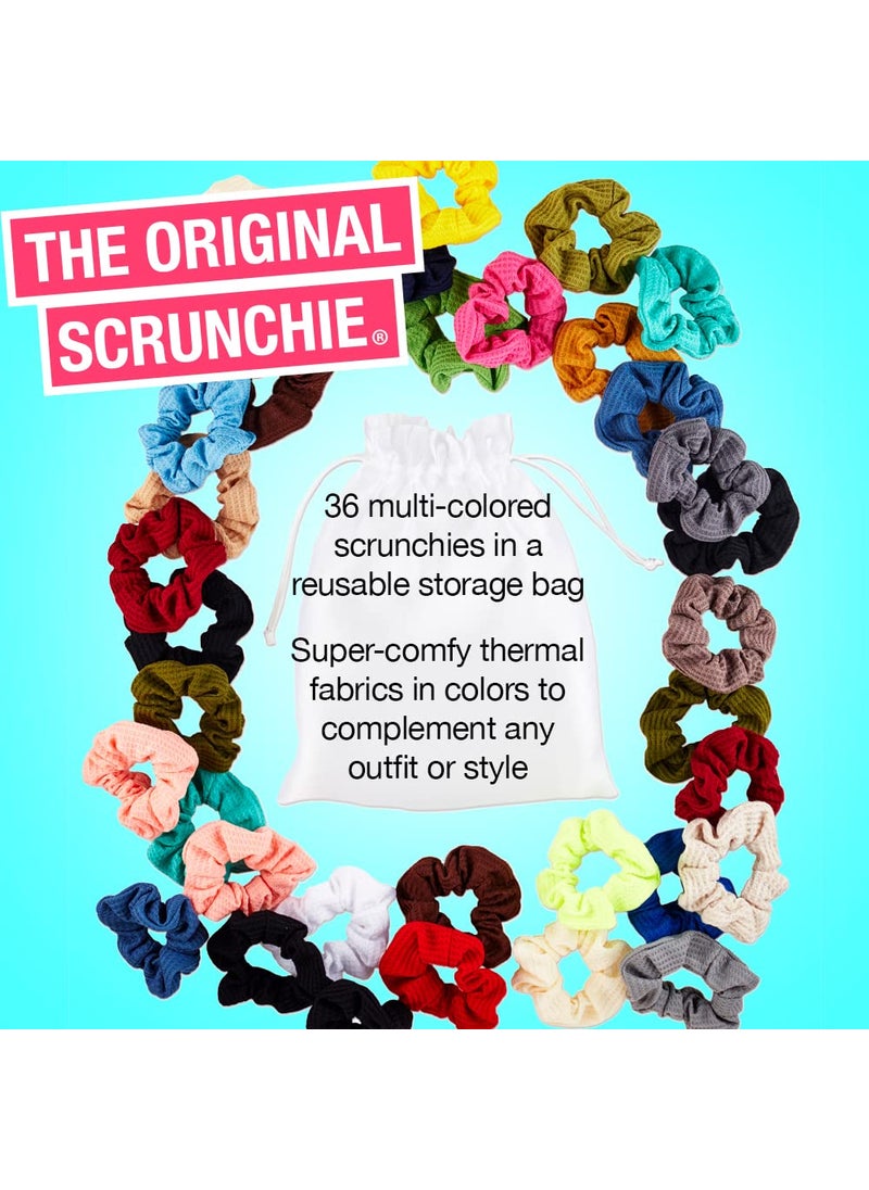 CONAIR Scunci by Conair The Original Super Comfy Waffle Knit Scrunchie hair accessories  hair accessories for women  Assorted Colors 36 Count  - Image 2