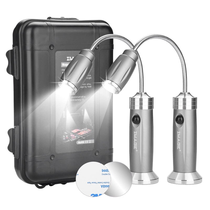 Image Magnetic UltraBright Barbecue Grill Light with Super Bright LED Lights Grilling Gifts for Men Dad Flexible Gooseneck BBQ Light Traeger Pit Boss Smoker Electric Grill Accessories1 Pair