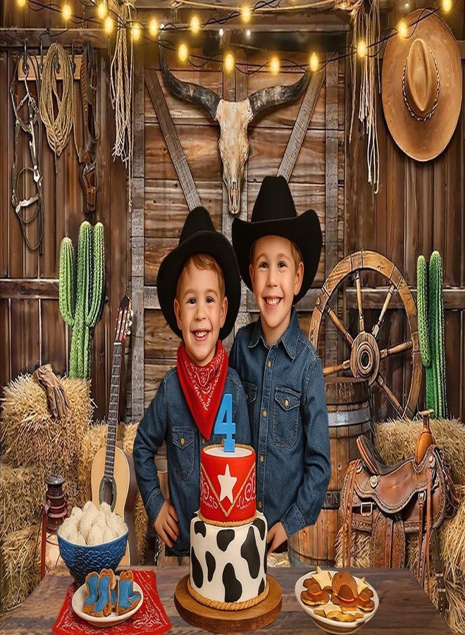 شايا خلفية تصوير رعاة البقر الغربيين من CHAIYA مقاس 7×5 أقدام، منزل حظيرة خشبي ريفي من الغرب المتوحش، خلفية تصوير لديكور الحفلات الغربية، لافتة حفلات عيد ميلاد الأطفال - Image 4