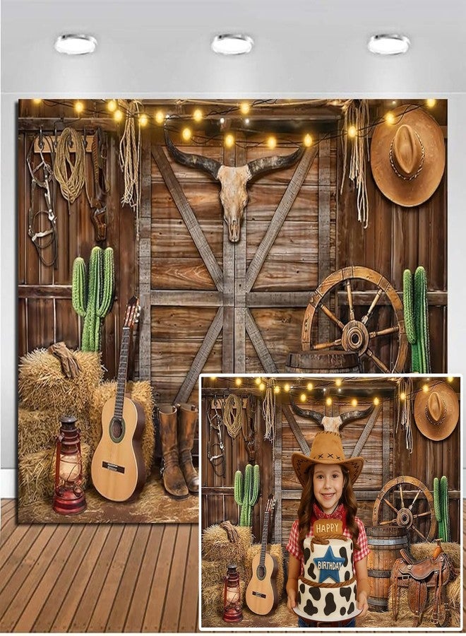 شايا خلفية تصوير رعاة البقر الغربيين من CHAIYA مقاس 7×5 أقدام، منزل حظيرة خشبي ريفي من الغرب المتوحش، خلفية تصوير لديكور الحفلات الغربية، لافتة حفلات عيد ميلاد الأطفال - Image 1