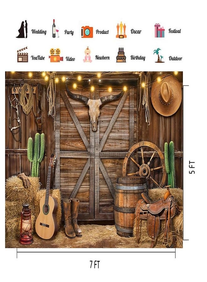 شايا خلفية تصوير رعاة البقر الغربيين من CHAIYA مقاس 7×5 أقدام، منزل حظيرة خشبي ريفي من الغرب المتوحش، خلفية تصوير لديكور الحفلات الغربية، لافتة حفلات عيد ميلاد الأطفال - Image 5