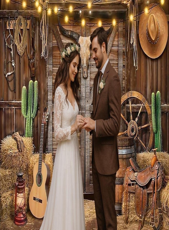 شايا خلفية تصوير رعاة البقر الغربيين من CHAIYA مقاس 7×5 أقدام، منزل حظيرة خشبي ريفي من الغرب المتوحش، خلفية تصوير لديكور الحفلات الغربية، لافتة حفلات عيد ميلاد الأطفال - Image 3