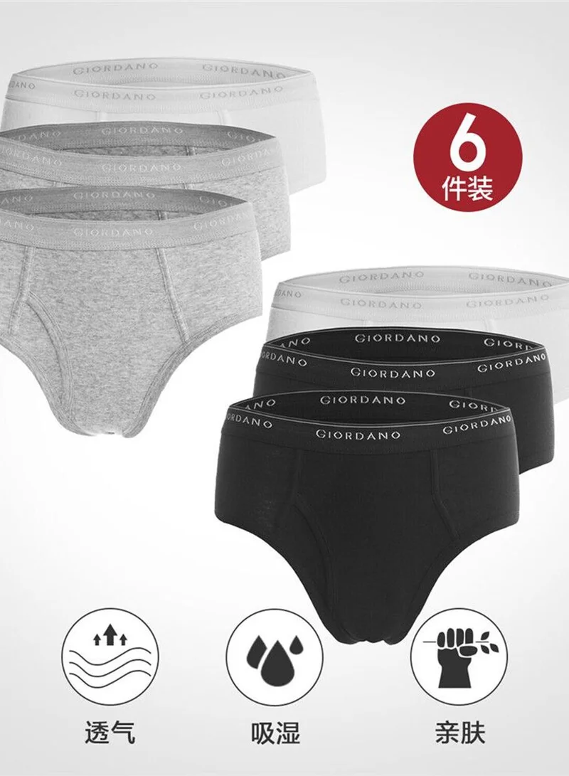 GIORDANO Men's Cotton Classic fit Briefs - 6-Pack