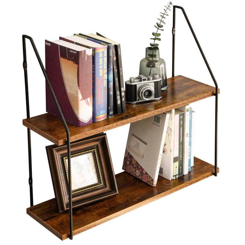 IBUYKE Floating Shelves Wall Shelf Outdoor 60x20x53cm Shelving Unit for Wall Plant Stand Kitchen Spice Rack Storage Organiser Shelf for Bedroom Bathroom Living Room Office RFTM011