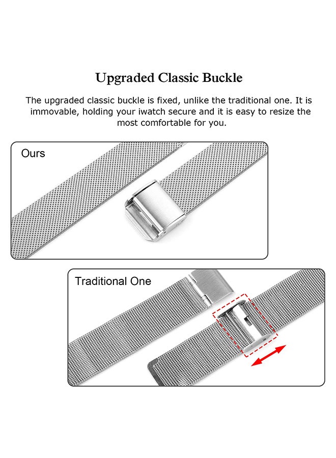 O Ozone Slim Milanese Straps For Apple Watch 38mm 40mm 41mm 42mm, Stainless Steel Replacement Band for iWatch Series 10 9 8 7 6 5 4 3 2 1 SE Women- Silver - Image 4