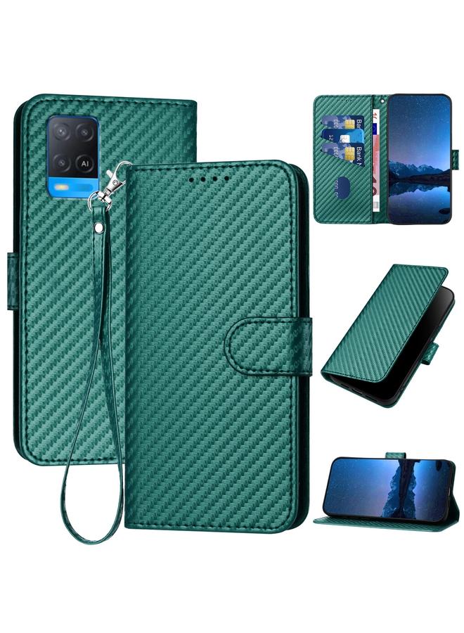 S-TOP Case For OPPO A54 4G YX0070 Carbon Fiber Buckle Leather Phone Case with Lanyard - Image 1