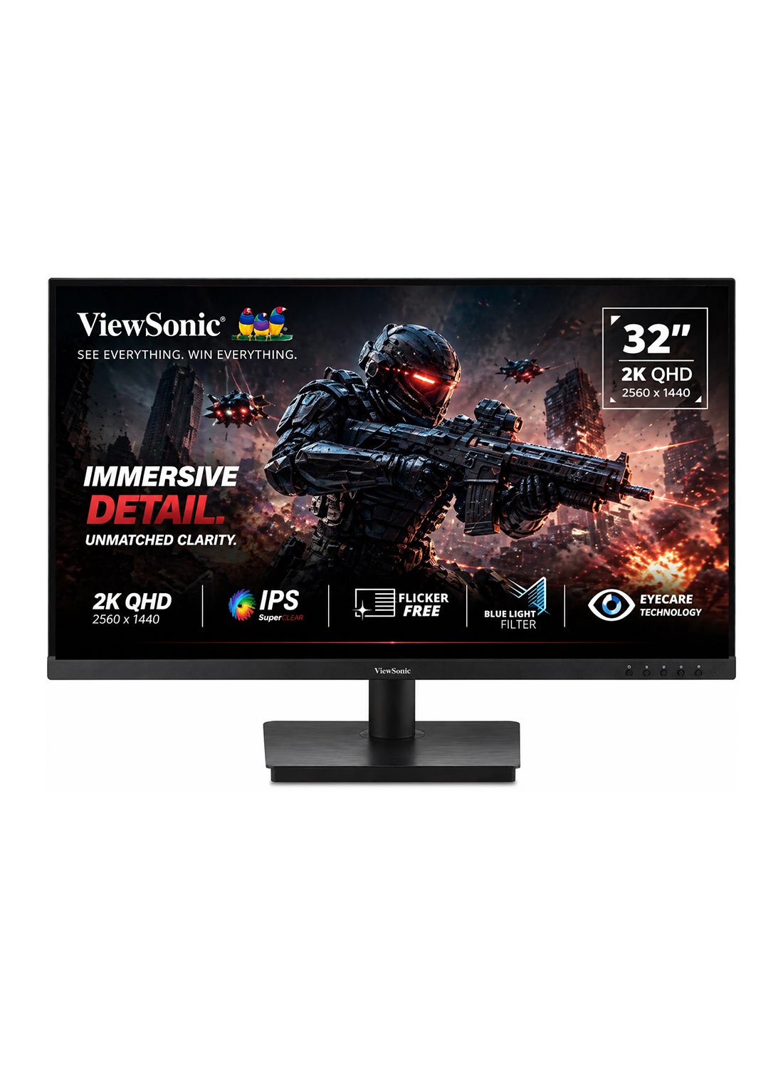 32 Inch 2K QHD Monitor (2560 X 1440), IPS, EyeCare technology & Blue Light Filter, HDR10, HDMI*2 / Display Port, Eco Mode, Built-In Speakers I VA3209-2K-MHD Black