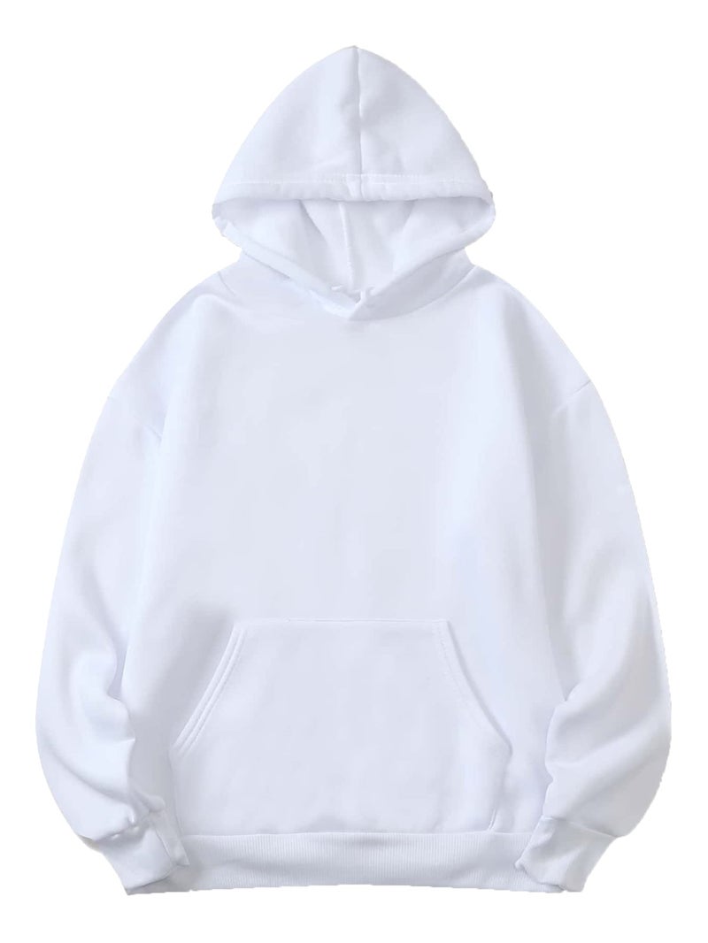 TOPLOT Men's Causal Solid Woolen Blend Hoodie with Hooded Neck (Mens-Hoodie-5047-White-S) - Image 3