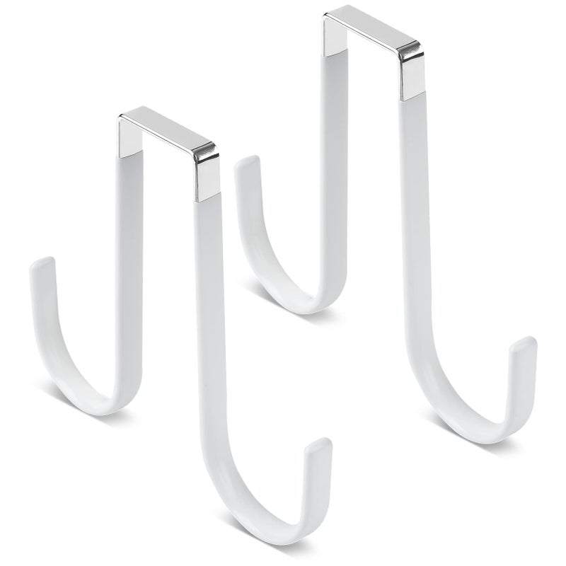 Manesi Double Sided Over The Door Hooks For Clothes. Over The Door Hanger Hook Set Of Four. Towel Hanger For Bathroom, Wreath Hook, Coat Rack Hat Organizer Or Plant Hooks For Ceiling 4 Pack - Image 1