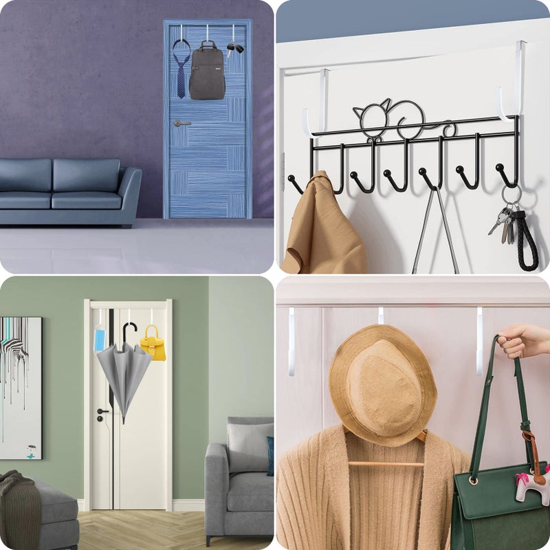 Manesi Double Sided Over The Door Hooks For Clothes. Over The Door Hanger Hook Set Of Four. Towel Hanger For Bathroom, Wreath Hook, Coat Rack Hat Organizer Or Plant Hooks For Ceiling 4 Pack - Image 5