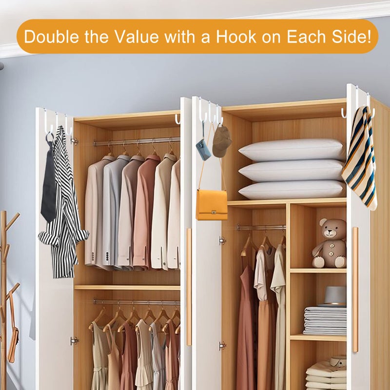 Manesi Double Sided Over The Door Hooks For Clothes. Over The Door Hanger Hook Set Of Four. Towel Hanger For Bathroom, Wreath Hook, Coat Rack Hat Organizer Or Plant Hooks For Ceiling 4 Pack - Image 4