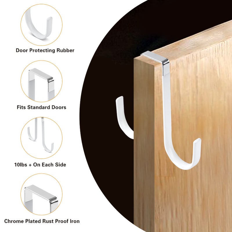 Manesi Double Sided Over The Door Hooks For Clothes. Over The Door Hanger Hook Set Of Four. Towel Hanger For Bathroom, Wreath Hook, Coat Rack Hat Organizer Or Plant Hooks For Ceiling 4 Pack - Image 3