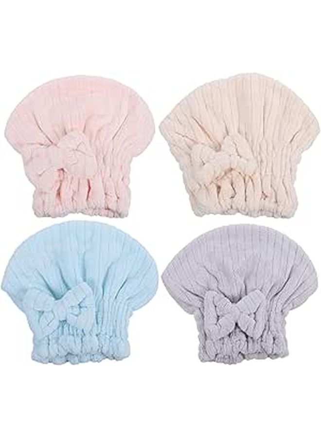 4pcs Coral Fleece Hair Towel Wraps For Women Absorbent Thick Quick Drying Shower Caps For Bath And Travel Random Color - Image 1