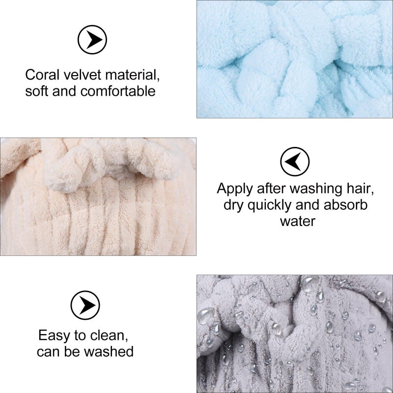 4pcs Coral Fleece Hair Towel Wraps For Women Absorbent Thick Quick Drying Shower Caps For Bath And Travel Random Color - Image 4