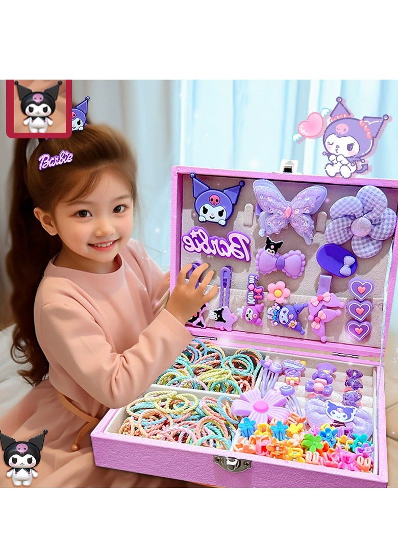 إكسسوارات شعر للبنات مشابك شعر بما في ذلك صندوق مجوهرات أدوات شعر مشابك شعر ربطات شعر فيونكات شعر ألعاب هدايا للبنات المراهقات من سن 3 إلى 12 عامًا (كورومي) - Image 2