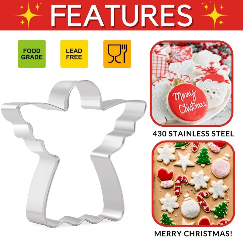 KAISHANE Christmas Cookie Cutters Set  9 Piece Holiday Cookie Cutters Shape - Gingerbread Man  Christmas Tree  Snowflake  Santa  Angel  Candy Canes  Snowmen  Elk for Christmas Party Winter Baking - Image 2