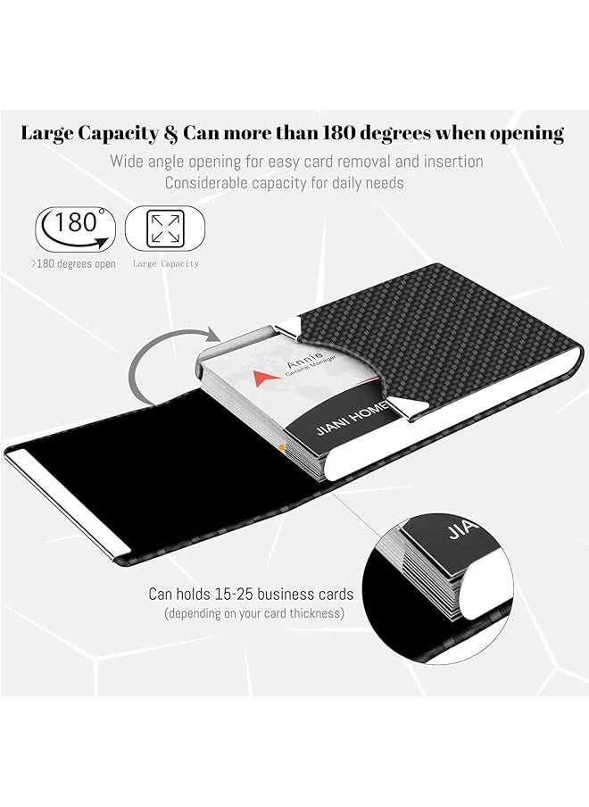 X spring - Business Card Holder Pu Leather Magnetic Business Card Holder Black Carbon Metal Business Card Case Pocket Business Card Holder Wallet Blocking Name With Magnetic Clasp - Image 1