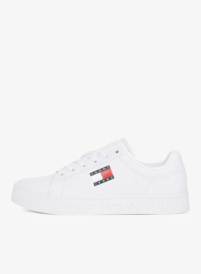 TOMMY JEANS Embossed Repeat Logo Trainers With Leather