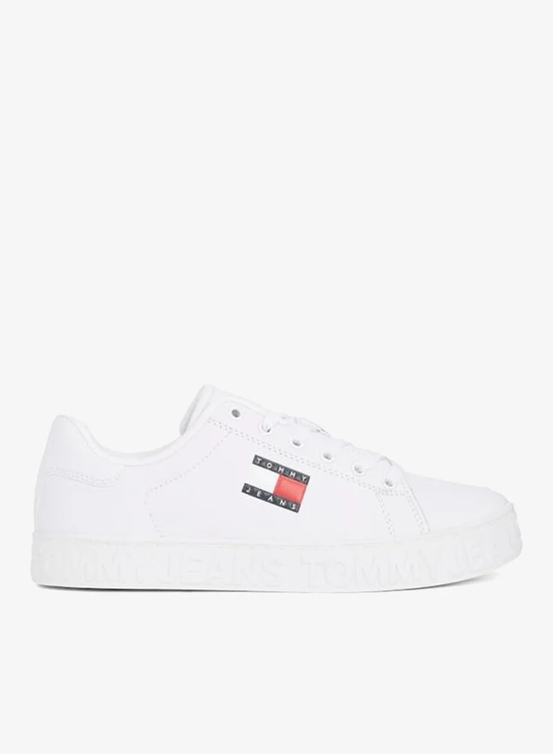 TOMMY JEANS Embossed Repeat Logo Trainers With Leather