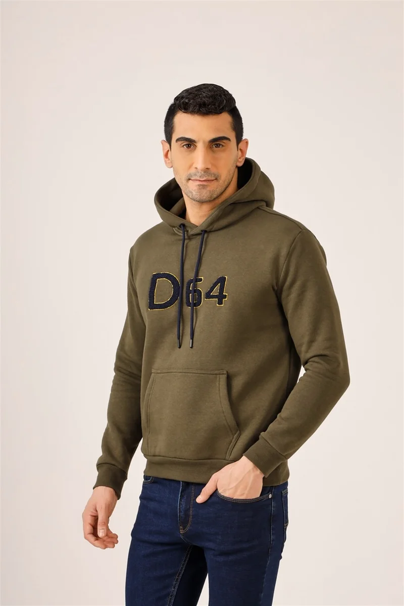 دوفي Khaki Men's Regular Fit Hooded Sweatshirt
