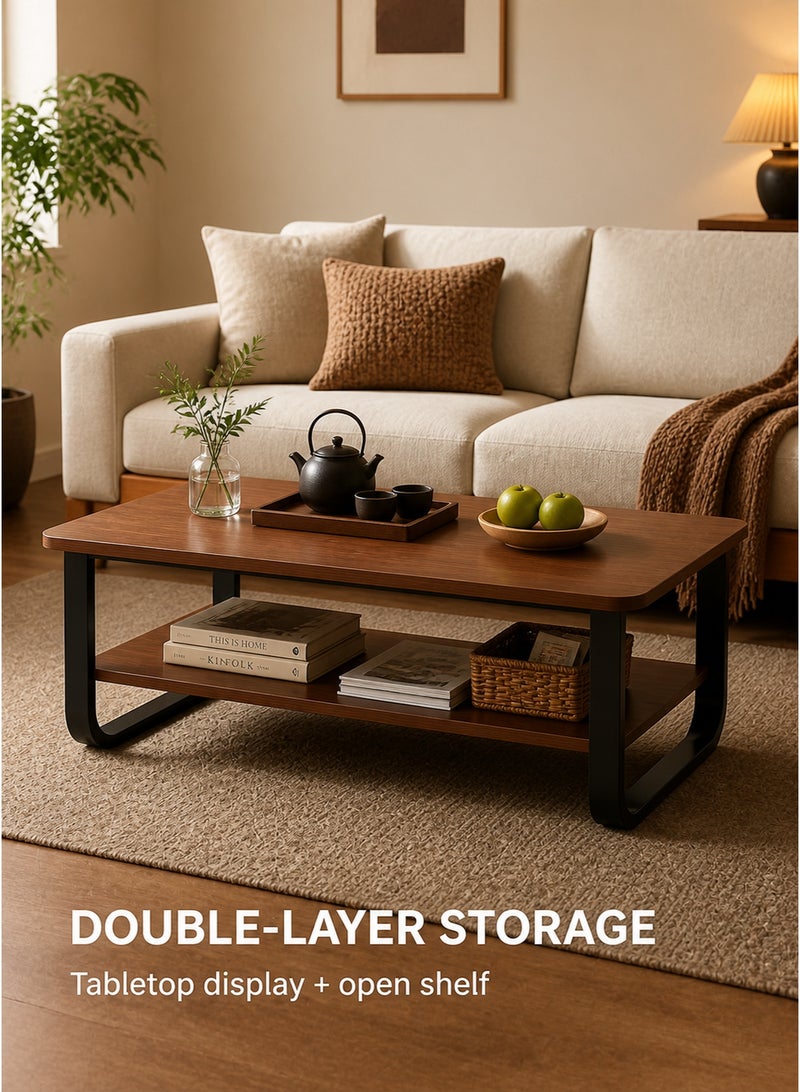 XiuWoo 2-Tier Multi-Use Nordic Wood Coffee Table Sofa Table with Open Shelving for Storage and Display for Living Room and Home Office - Image 2