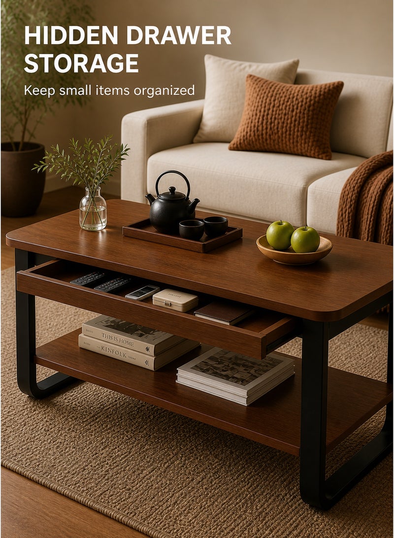 XiuWoo 2-Tier Multi-Use Nordic Wood Coffee Table Sofa Table with Open Shelving for Storage and Display for Living Room and Home Office - Image 4