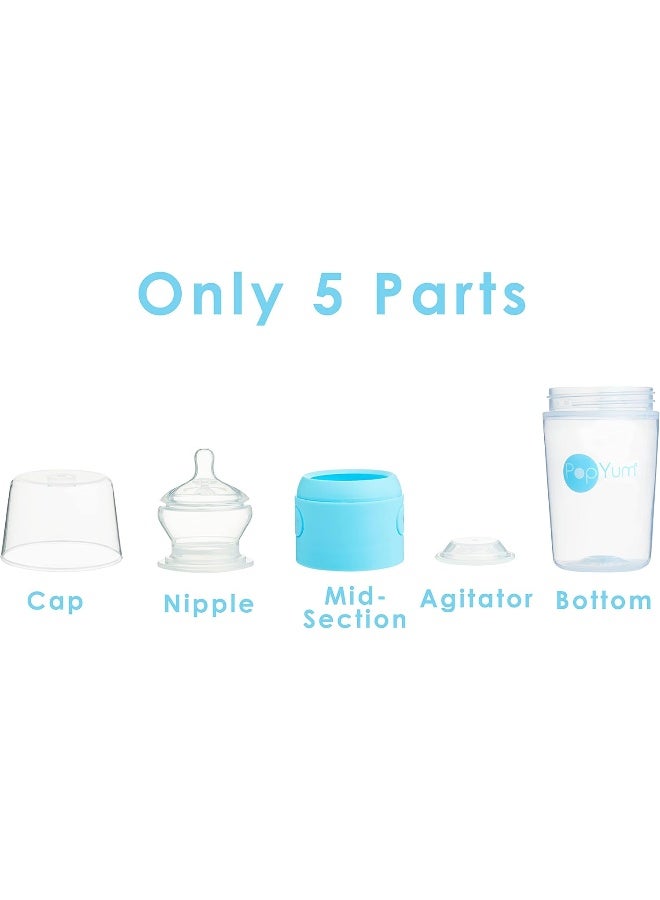 PopYum زجاجات الأطفال PopYum سعة 9 أونصات باللون الأزرق مع صيغة مضادة للمغص، لصنع/خلط/توزيع الحليب - Image 5