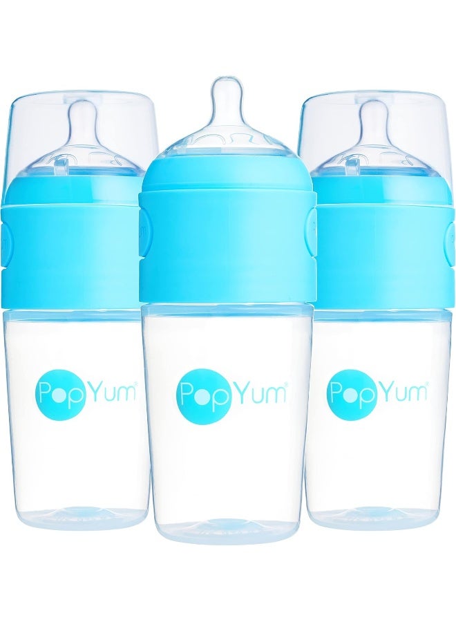 PopYum زجاجات الأطفال PopYum سعة 9 أونصات باللون الأزرق مع صيغة مضادة للمغص، لصنع/خلط/توزيع الحليب - Image 1