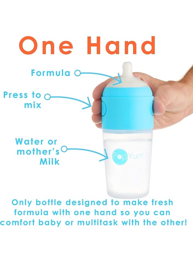 PopYum زجاجات الأطفال PopYum سعة 9 أونصات باللون الأزرق مع صيغة مضادة للمغص، لصنع/خلط/توزيع الحليب - Image 2