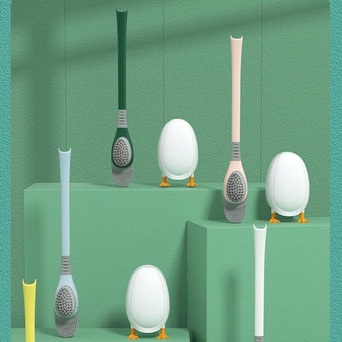 SILICONE CARTOON SHAPE SOFT BATHROOM BRUSH WALL MOUNTED TOILET BRUSH WITH HOLDER BATHROOM CLEANING TOOL CLEANING BOWL BRUSH KIT PACK OF 1MULTICOLOR