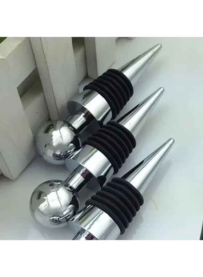 5pcs Black Stainless Steel Wine Stoppers Leakproof Vacuum Seal for Red Wine - Image 5