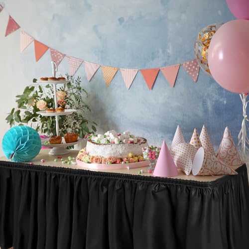 DecorRack Table Skirt, 29 in x 14 ft -BPA Free- Plastic Tableskirt, Disposable, Reusable, Rectangular Tablecloth Skirt, Black (1 Pack) - Image 4