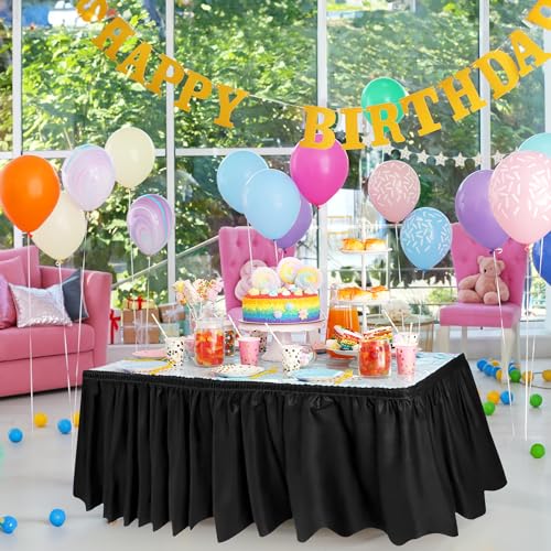 DecorRack Table Skirt, 29 in x 14 ft -BPA Free- Plastic Tableskirt, Disposable, Reusable, Rectangular Tablecloth Skirt, Black (1 Pack) - Image 3