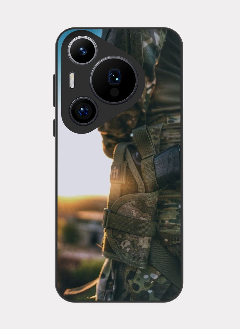 بكسلات كفر هواوي بيورا 70 برو مسدس جندي بني - Image 1