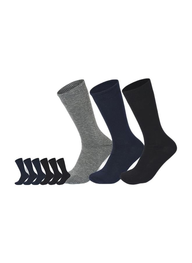 سام سوكس مجموعة رجالية من 6 جوارب كلاسيكية سادة سوداء-كحلي + مجموعة رجالية من 3 جوارب كلاسيكية سادة سوداء-كحلي-رمادي داكن - Image 1