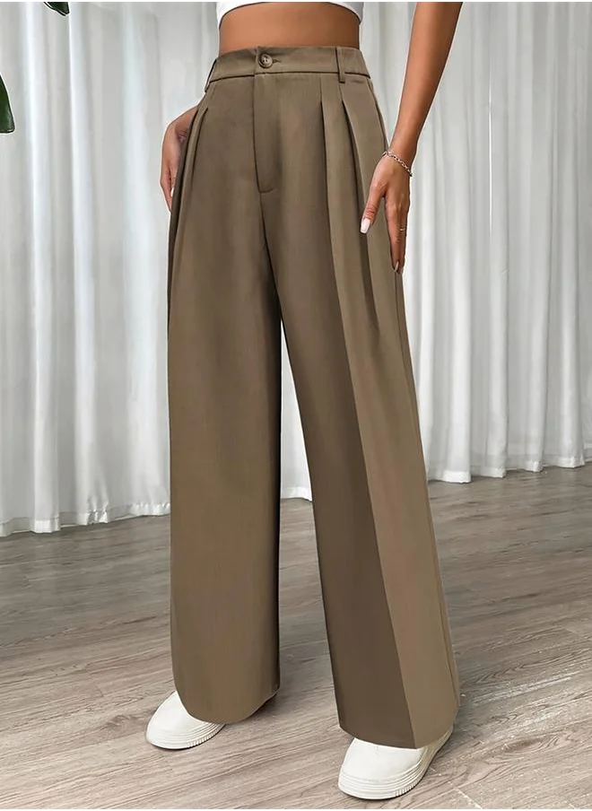 Take Two Take Two High Rise Pleated Detail Wide Leg Pants