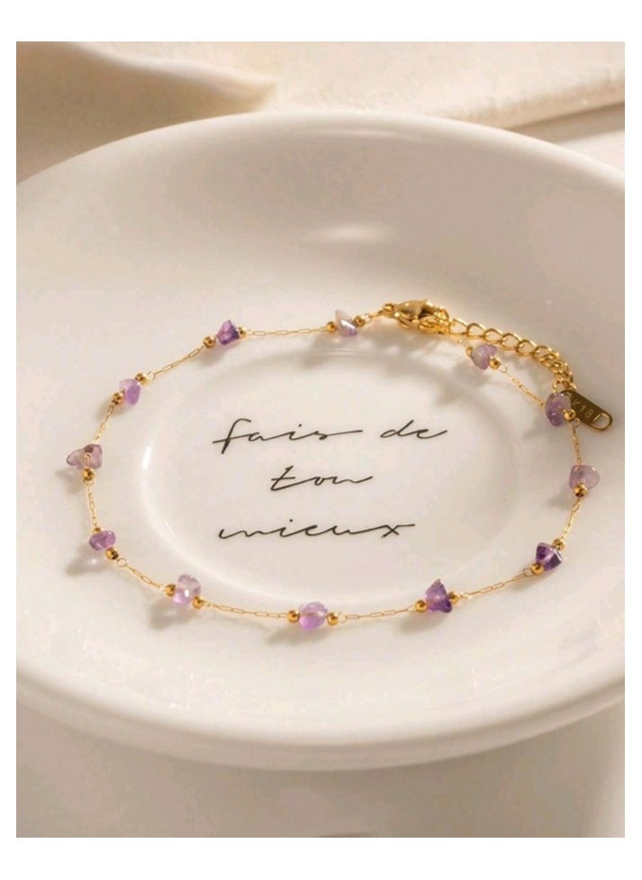 FIFTY 50 - Trendy Stainless Steel Gold Plated Anklet For Women - Image 1