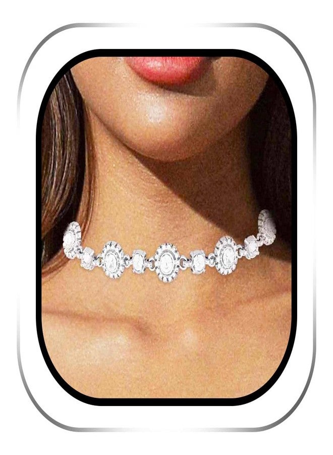 Zoestar Rhinestone Choker Necklace Glitter Crystal Collar Necklaces Sparkly Prom Jewelry for Women - Image 1