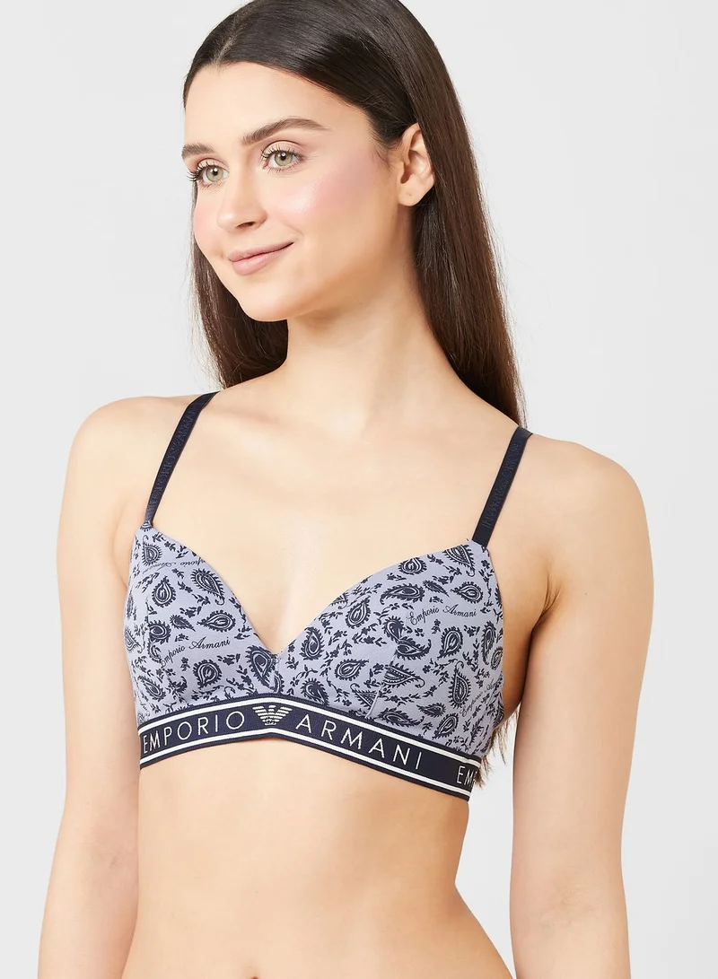 EMPORIO ARMANI Logo Detail Printed Plunge Bra