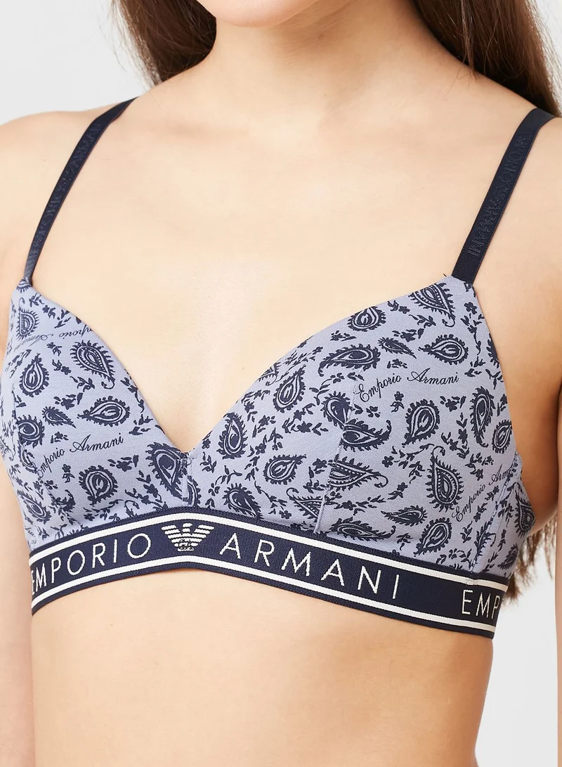 EMPORIO ARMANI Logo Detail Printed Plunge Bra