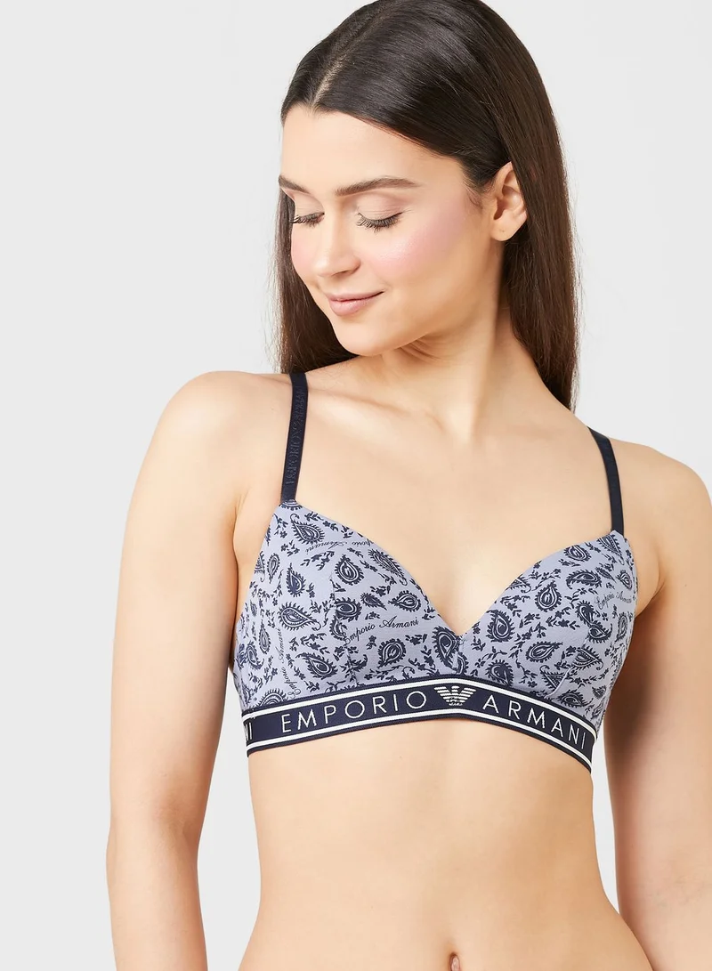 EMPORIO ARMANI Logo Detail Printed Plunge Bra