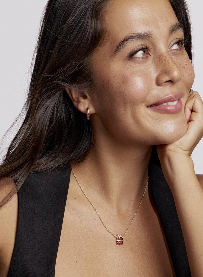 كيندرا سكوت قلادة قصيرة من كيندرا سكوت، مرصعة بكريستال أحمر، مصنوعة من النحاس المطلي بالذهب عيار 14 قيراطًا، مجوهرات عصرية للنساء - Image 3