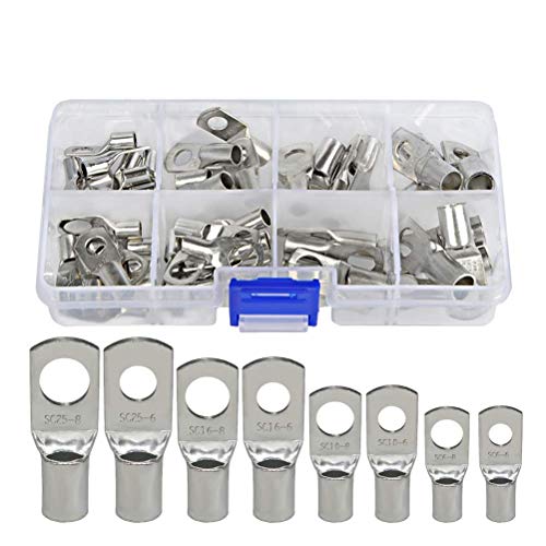 REES52 60 Pieces Copper Cable Terminal Open Barrel Crimp Wiring Wire Connectors Heat Shrink Connector kit - Image 1